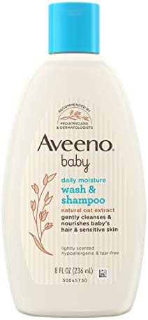 Saç ve Vücut için Aveeno Bebek Yıkama ve Şampuanı, Yırtılmaz, Taze, 8 Oz