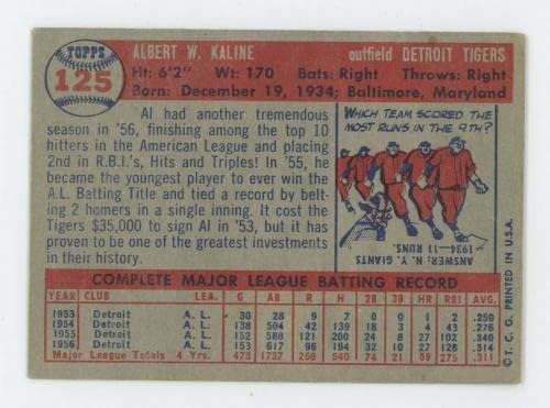 1957 Topps 125 Al Kaline Detroit Tigers Beyzbol Kartı ESKİ Slabbed Beyzbol Kartları