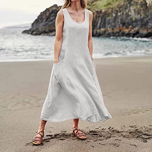 Kadınlar için Maxi Elbise Artı Boyutu, kadın Yaz 2022 Rahat Moda Katı Pamuk ve Kısa Kollu Orta uzun elbise
