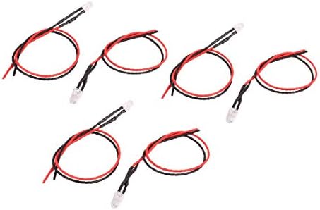 X-DREE 6 Adet 190mm Kablo Uzunluğu 12 V DC F5 Kırmızı LED ampuller Çift Tel (6 Adet 190mm Lunghezza cavo 12 V DC
