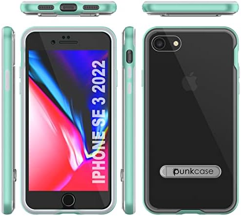 Punkcase iPhone SE 2022 için Kılıf [Lucid 3.0 Serisi] [Slim Fit] [Şeffaf Arka] Koruyucu Kapak W/Entegre Kickstand