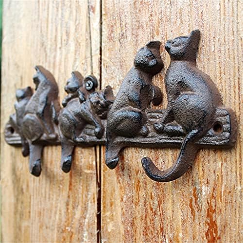 ZLBYB Ülke Tarzı Altı Kediler Tasarım Vintage Dökme Demir Duvar Dekor Kanca Dört Asma El Yapımı Rustik Ev Bahçe Rafları