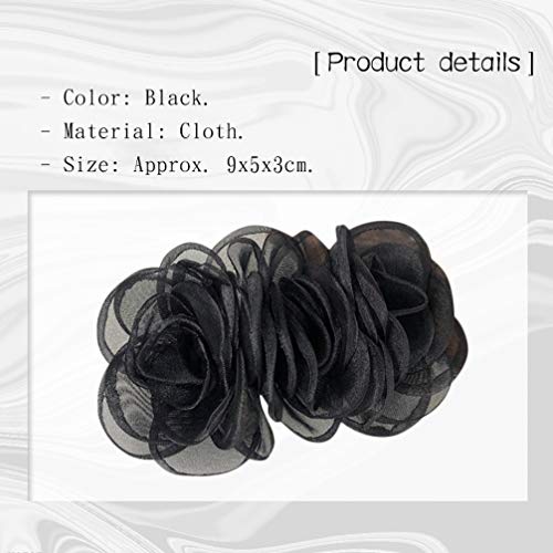 Happyyami Siyah Dekor Fransız Barrette saç tokası s Kamelya saç tokası Çiçek Saç Tokası Büyük Kamelya Bahar Çiçek