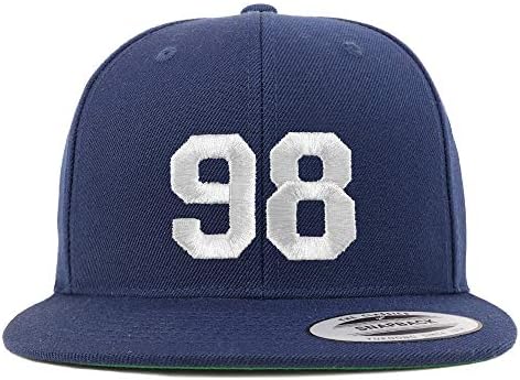 Trendy Giyim Mağazası Numarası 98 Beyaz İplik İşlemeli Düz Fatura Snapback Beyzbol Şapkası