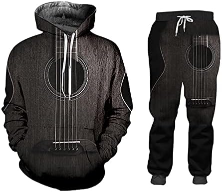 3D Gitar Setleri Erkek Eşofman Rahat Hoodies Pantolon Spor Pantolon kapüşonlu sweatshirt Erkek Takım Elbise Koşu