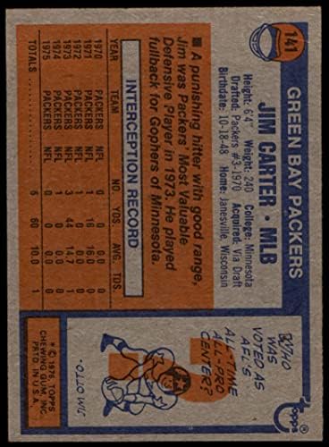 1976 Topps 141 Jim Carter Green Bay Packers (Futbol Kartı) ESKİ Packers Minnesota