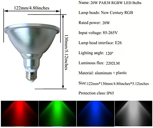 Edearkar PAR38 20 W RGB LED Ampuller (2-Pack) renk Değiştirme Spot Ampul IR Uzaktan Kumanda ile 7 Renk Değişimi RGB