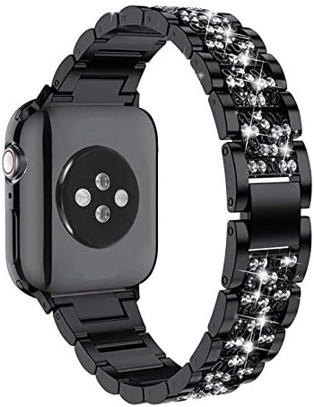 Mosonio Apple saat bandı iWatch Serisi 3/2/1 ile Uyumlu, Kadınlar için 2 Paket 42mm Bling Kılıflı iwatch bandı-Siyah
