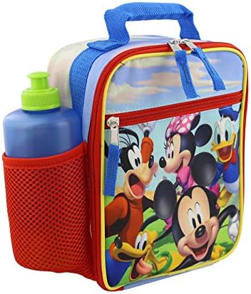 Disney Mickey Mouse Erkek Kız Toddler Yumuşak Yalıtımlı Okul yemek kabı (Bir Boyut, Kırmızı / Mavi)