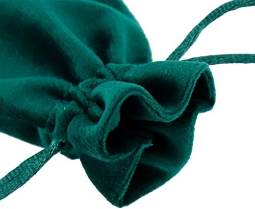 Risbay 6 adet 80mm x 70mm Yeşil Kadife İpli takı çantaları Düğün, Doğum Günleri için
