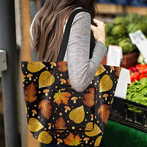 Sonbahar Güz Yaprakları Şükran 19 Katlanabilir kol çantası Çanta Kullanımlık alışveriş çantası Ağır Okul Çantası