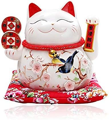 MYYINGBIN Çin Feng Shui Şanslı Kedi Plastik Kol, Servet Kedi Pamuklu Ped, Dekorasyon Hediye Güzel Kutu, D