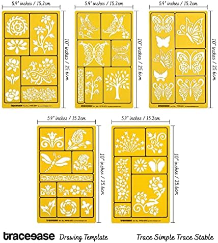 Traceease 5 Adet Kelebek ve Çiçek Desen Çizim Şablonları Scrapbooking için Tasarım Zanaat DIY Sanat Malzemeleri