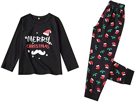 DIYAGO aile pijamaları Pantolon Noel, Eşleştirme Uzun Kollu Tişört ve Pantolon Gecelik Pj Kıyafeti Seti Tatil Komik