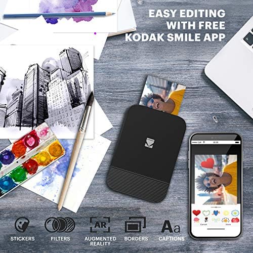iPhone ve Android için KODAK Smile Anında Dijital Bluetooth Yazıcı-Smile Uygulaması ile 2x3 Zink Fotoğrafları Düzenleyin,