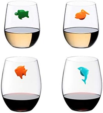 Şarap bardağı Etiketleri 24 Adet deniz şarap bardağı İşaretleyici Silikon İçecek İşaretleyiciler Vantuz Kadeh İşareti