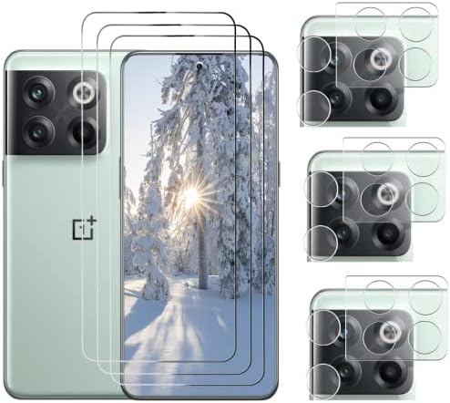 YRMJK 3 + 3 OnePlus 10T Ekran Koruyucuları + Kamera Lens Koruyucuları, Full HD Premium Netlik Kapsamı 9H Temperli