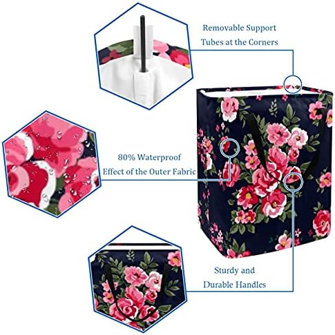 NDKMEHFOJ Klasik Çiçek Desen çamaşır sepeti Sepetleri Su Geçirmez Kirli Giysiler Sıralayıcısı Katlanabilir Yumuşak
