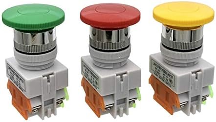 WAAZVXS Düğme Anahtarı Lay37-11m (PBC) Y090-11m Lay7-11m Mantar Kafa Düğmesi 22mm Kırmızı Yeşil Sarı (Renk : Kırmızı)