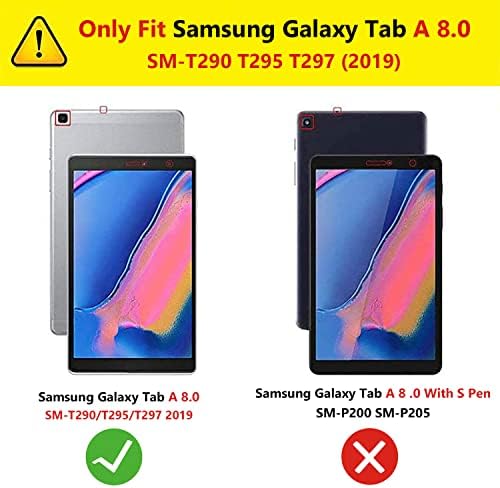 Samsung kılıfı Galaxy Tab A 8.0 inç 2019 (SM-T290 SM-T295 SM-T297), PU Deri Yumuşak Silikon arka kapak kart tutucu
