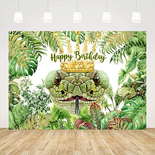 Ticuenicoa 5x3ft Mutlu Doğum Günü Backdrop Jungle Safari Yılan Arka Plan Fotoğrafçılık için Cobra Python Arka Planında