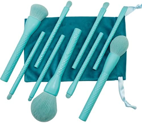 SDFGH Mavi 9 adet Fırçalar Sentetik Saç Plastik Saplı Makyaj Fırça Profesyonel Makyaj Fırçalar Set (Renk: Bir, boyutu: