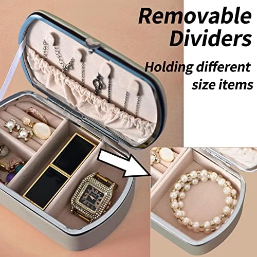 EUBAFUR Deri Seyahat Mücevher Kutusu-Seyahat için Taşınabilir Mini Mücevher Kutusu Kadın Kız Mağazası Küpe, Yüzük,
