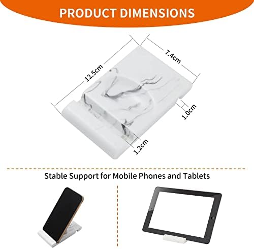 ıdestc Mermer Reçine Cep Telefonu Tutacağı, Tablet Tutacağı, Ayrıca Kılıflı Cep Telefonu/Tablet ile Uyumlu (Beyaz)