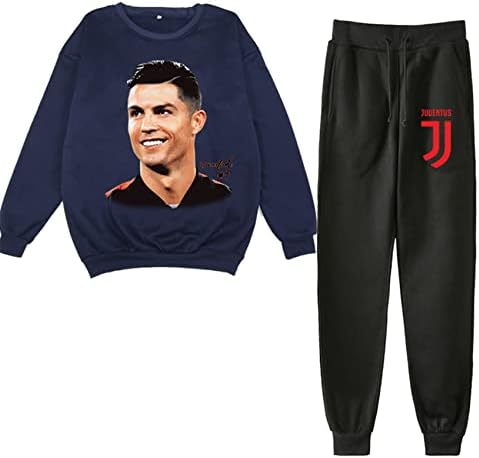 VIUSHE Erkek Cristiano Ronaldo Tişörtü-Eşofman Kazak Uzun Kollu bisiklet Yaka Kazak ve koşucu pantolonu Çocuklar