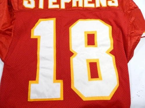 1994 Kansas City Chiefs Stephens 18 Oyunu Yayınlandı Kırmızı Forma 75. Ve Yama 40 86-İmzasız NFL Oyunu Kullanılmış