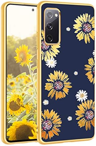 Samsung S20 FE durumda,Galaxy S20 FE durumda,Casewind Gilitter Parlak Çiçek Ayçiçeği Slim Fit PC Yumuşak TPU tampon