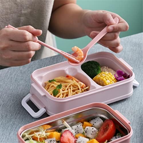 Ofis çalışanları için GENİGW paslanmaz çelik öğle yemeği kutusu Bento kutusu 2 katmanlı mikrodalga ısıtmalı öğle