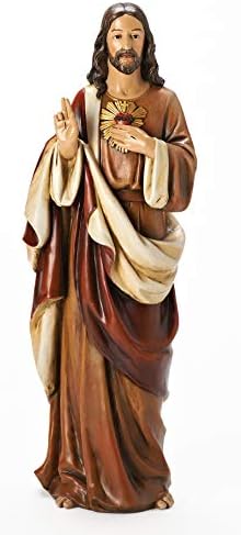 Joseph'in Stüdyosu Roma - İsa'nın Kutsal Kalbi Figürü, 18 Ölçekli Rönesans Koleksiyonu, 18 H, Reçine ve Taş, Dini