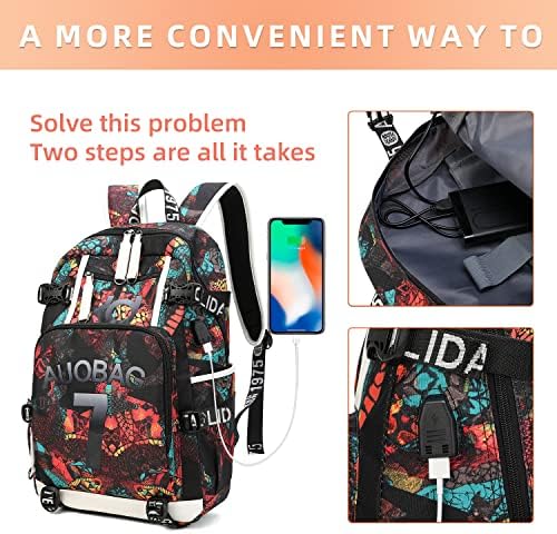 AUOBAG keten sırt çantası erkekler için okul çantası erkekler için Gizli sakli konusmalar gençler için USB şarj portu