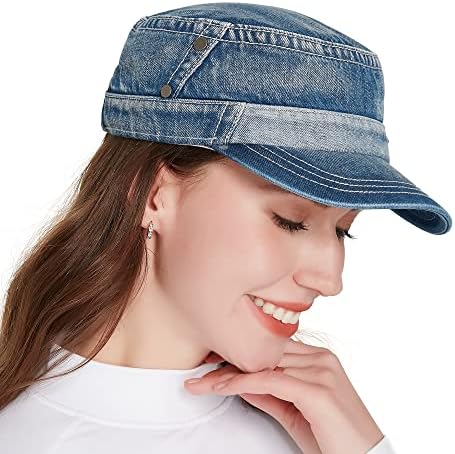 Denim Jean Pamuk Şapka Kap Moda, Premium Ayarlanabilir Evrensel Uyum