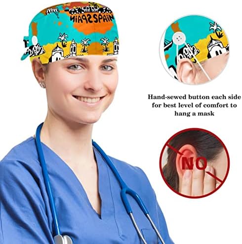 yoyoAmoy Tıbbi Çalışma Düğmeleri ile Caps, pamuk Ter Bandı Kabarık Kravat Geri Şapka Yaz Plaj Ayı
